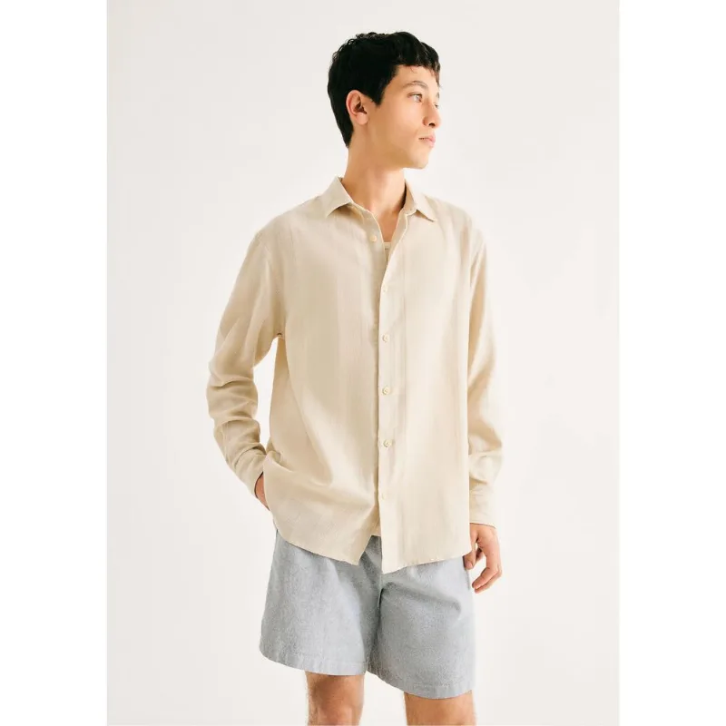 Camisa Masculina Fio Tinto Listrada - Creme P