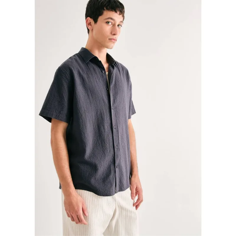 Camisa Masculina Texturizada Com Liocel - Azul G