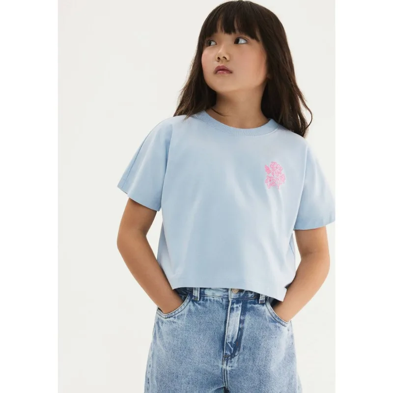 Blusa Infantil Menina Super Cotton Oversized - Azul 008