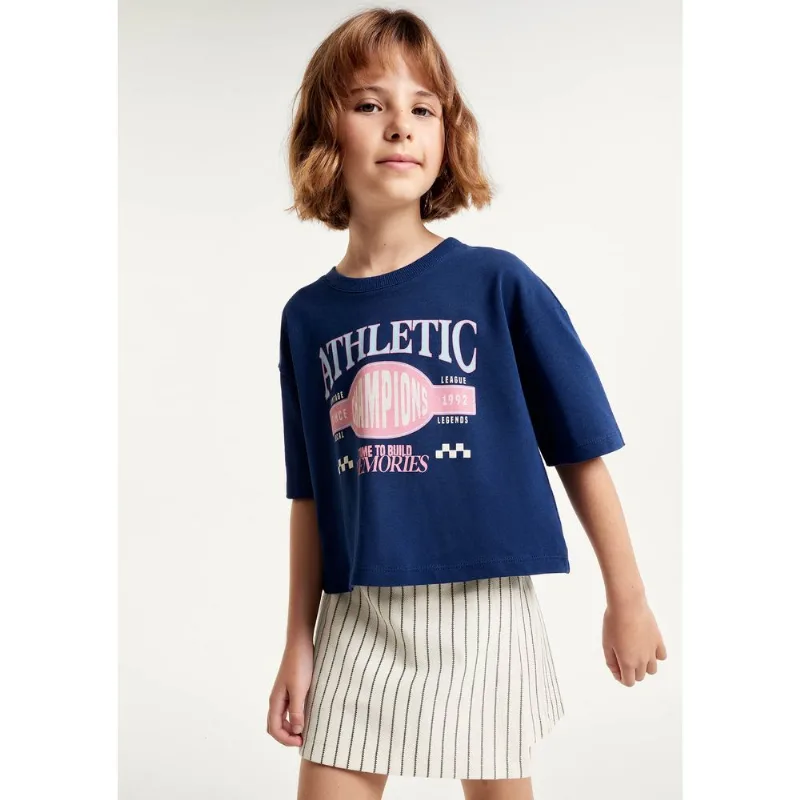 Blusa Infantil Menina Box Oversized Super Cotton - Azul 014