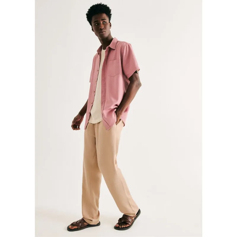 Calça Masculina Reta Em Linho - Bege 038