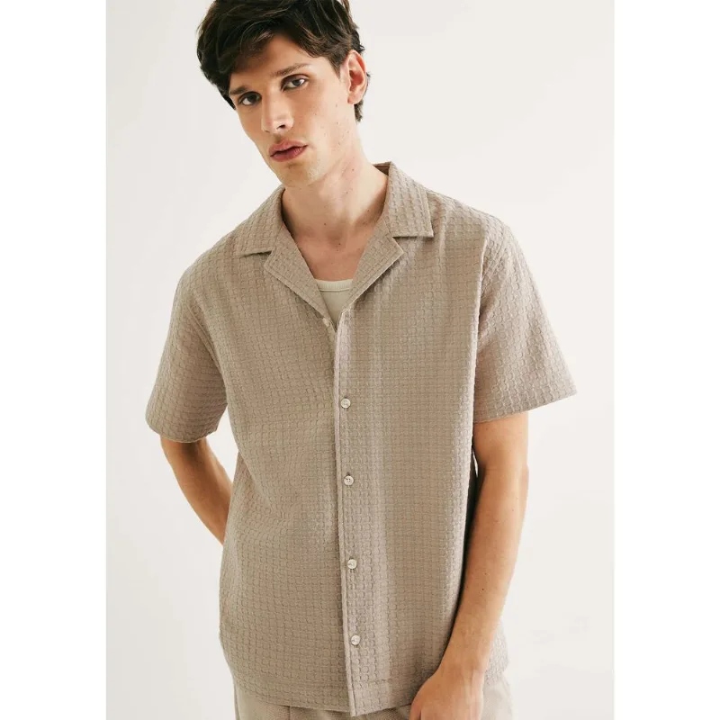 Camisa Masculina Manga Curta Texturizada - Caqui XXG