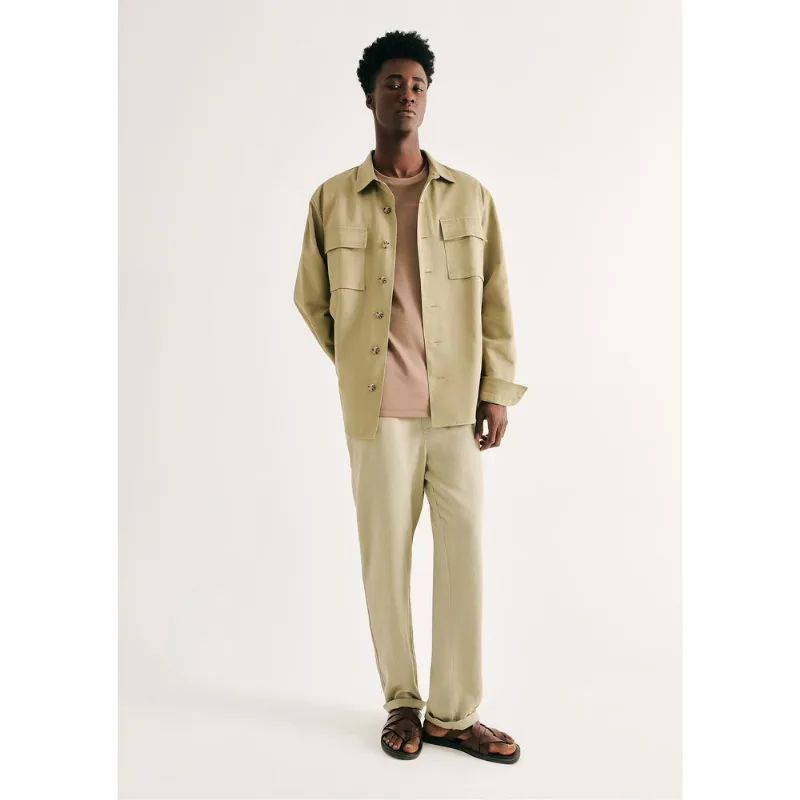 Calça Básica Masculina Taper Em Linho - Verde XXG