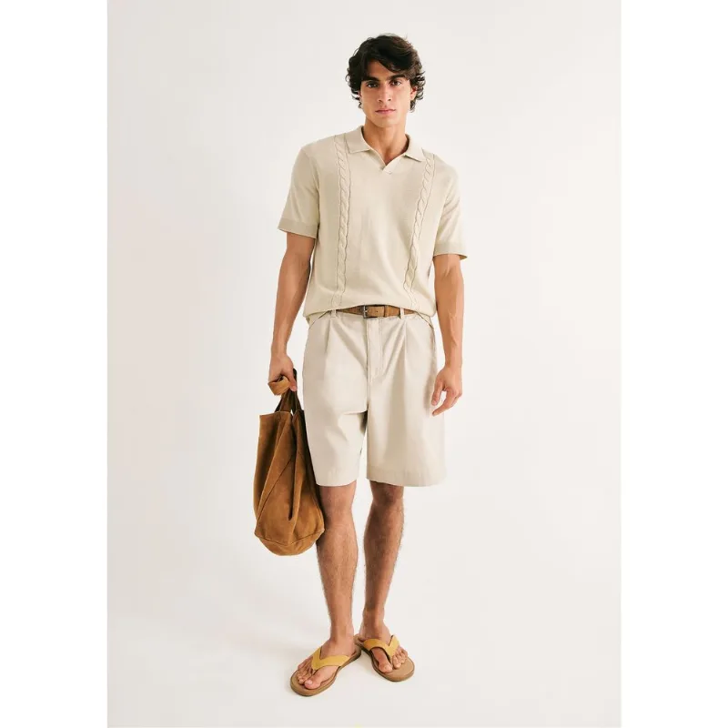 Bermuda Masculina Reta Em Sarja - Bege 042
