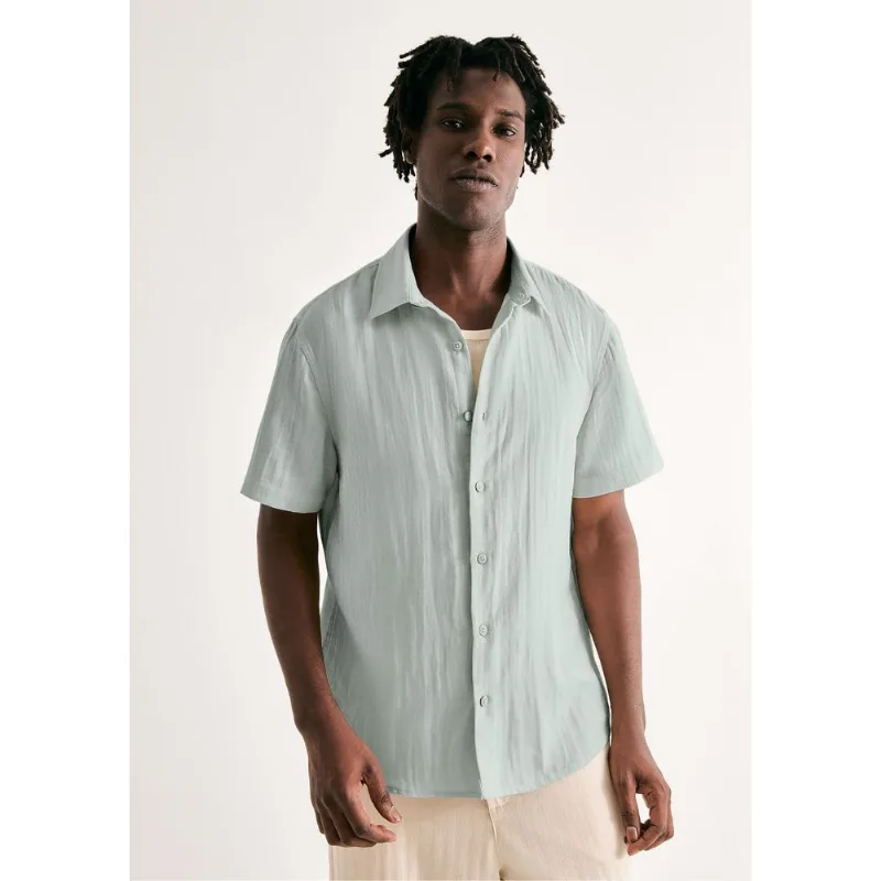 Camisa Masculina Regular Texturizada - Azul P