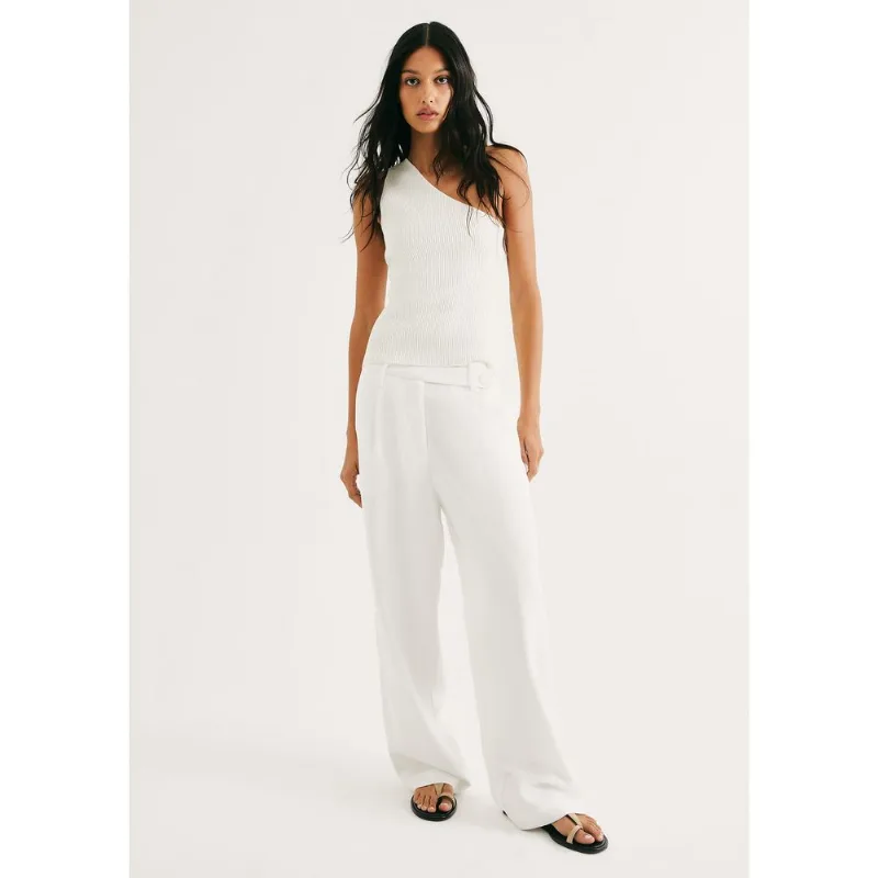 Calça Feminina Reta Cintura Alta Peach Touch - Off white 034