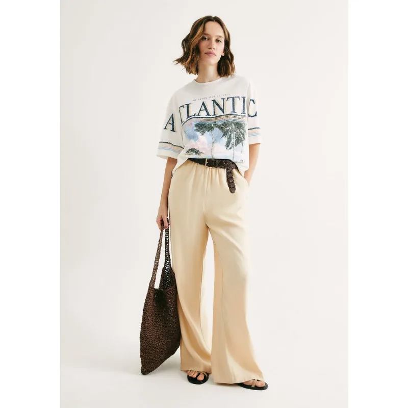 Calça Feminina Reta Em Peach Touch - Amarelo XP