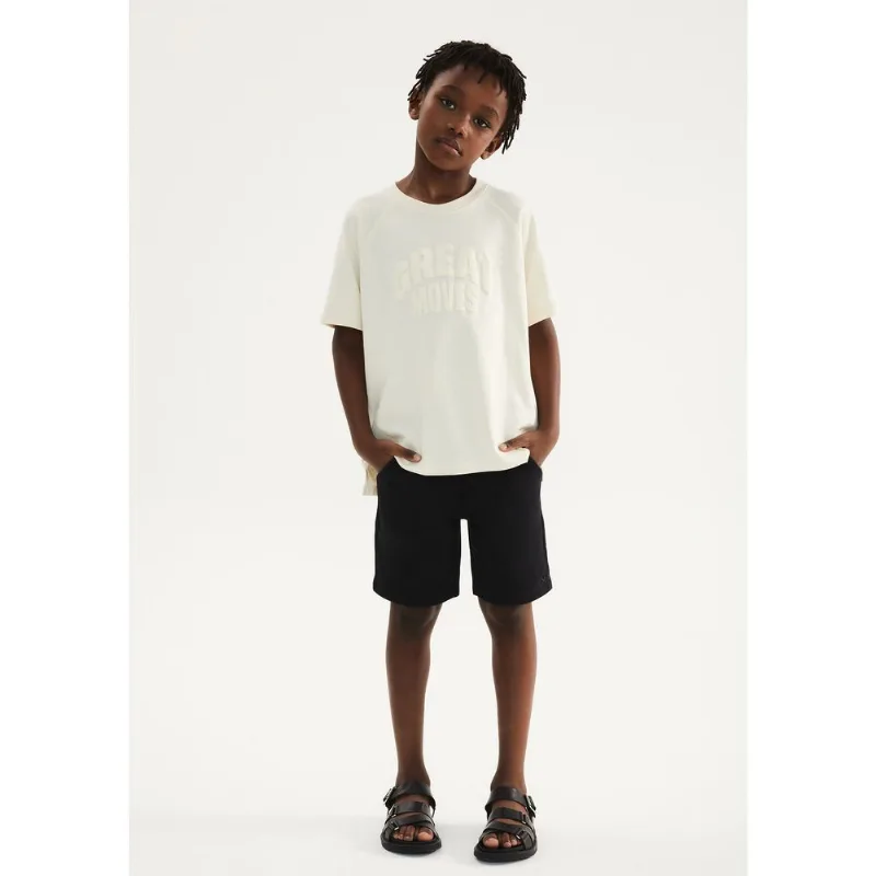 Camiseta Infantil Menino Em Algodão - Creme 014