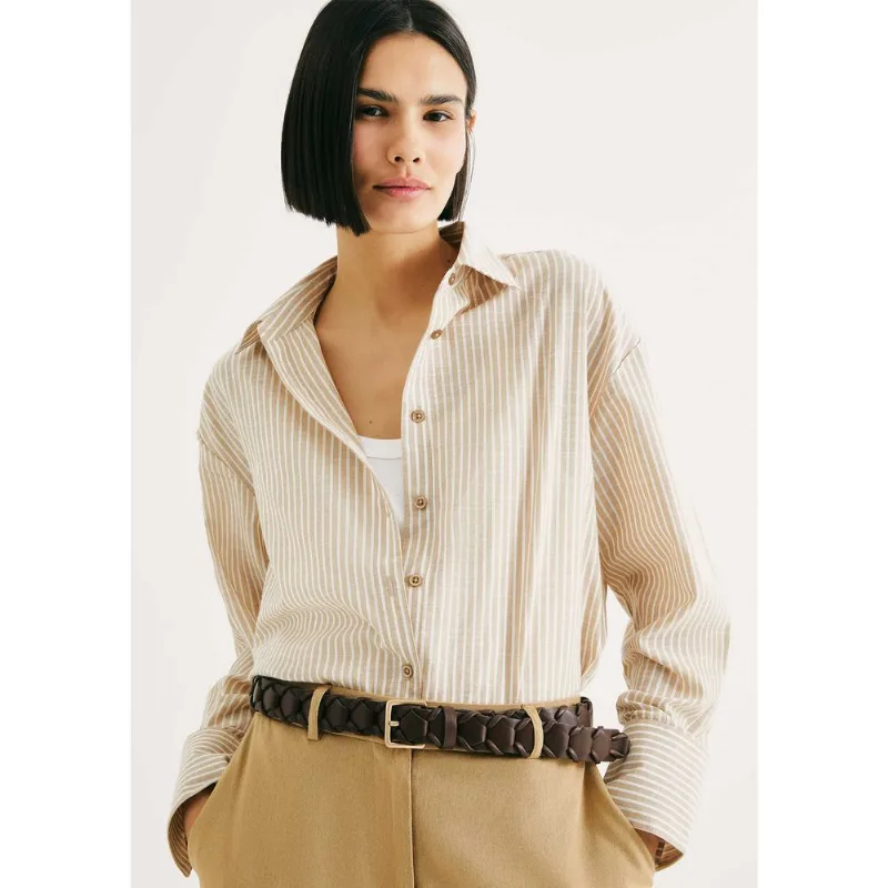 Camisa Feminina Manga Longa Listrada - Off white XG