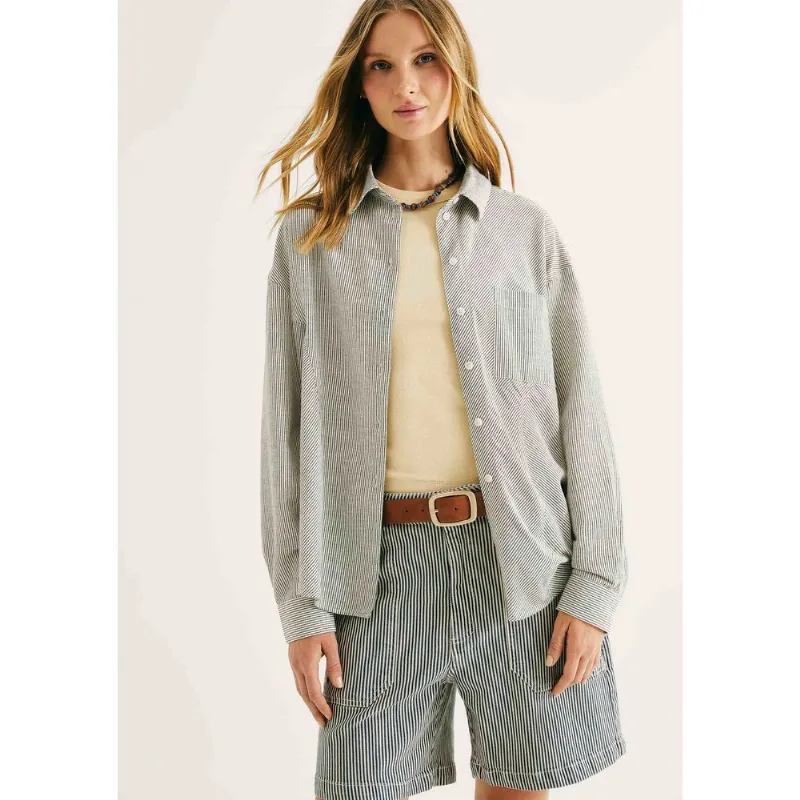 Camisa Feminina Em Viscolinho Fio Tinto - Preto M