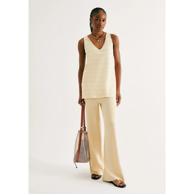 Calça Feminina Reta Em Tricô - Amarelo G