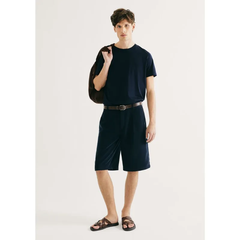 Bermuda Masculina Reta Com Pregas - Azul 042
