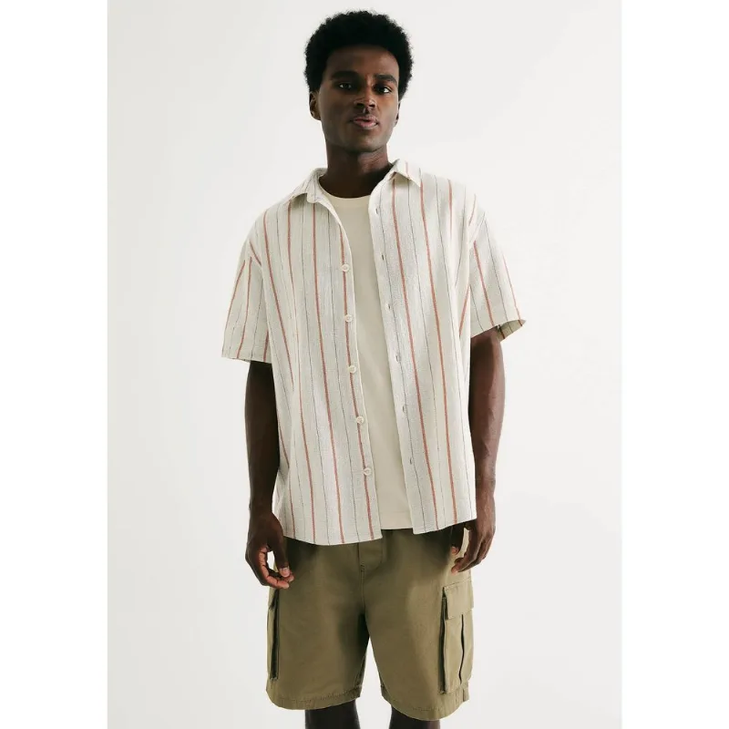 Camisa Masculina Fio Tinto Texturizada - Off white XG