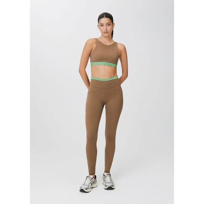 Calça Legging Esportiva Feminina Cintura Alta Com Fio LYCRA® - Marrom P