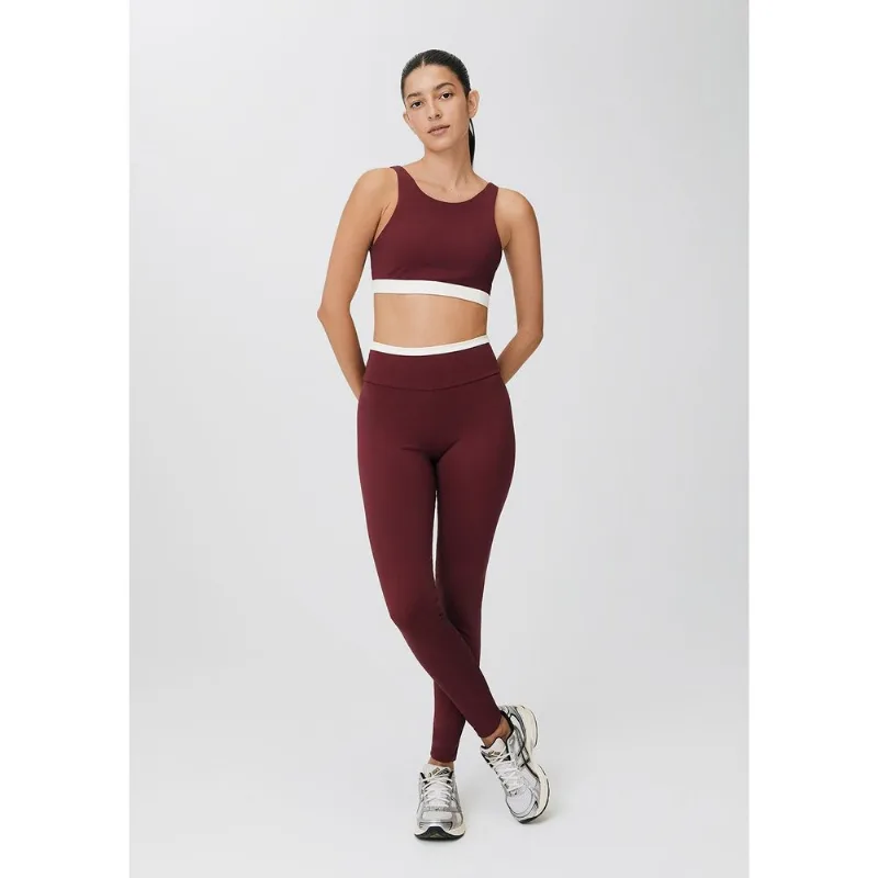 Calça Legging Esportiva Feminina Cintura Alta Com Fio LYCRA® - Vinho P