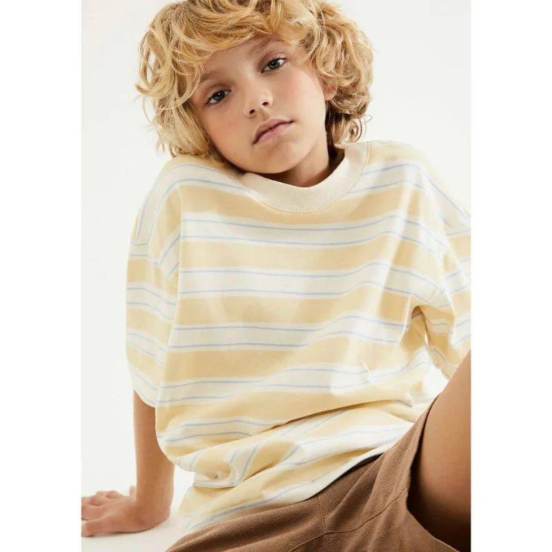 Camiseta Infantil Menino Oversized Listrada - Amarelo 014