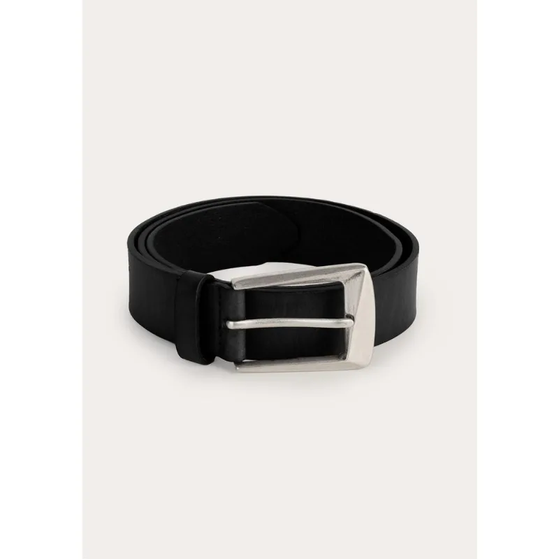 Cinto Feminino Em Couro Com Fivela Prateada - Preto G