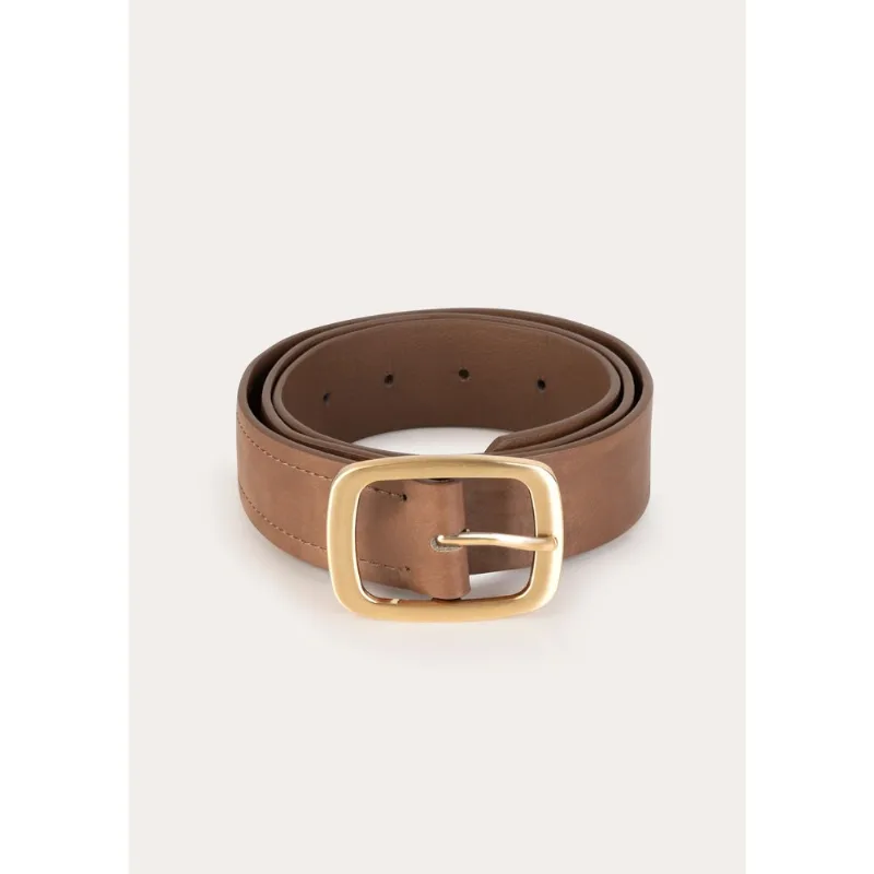 Cinto Feminino Pespontado Com Fivela Quadrada - Bege G