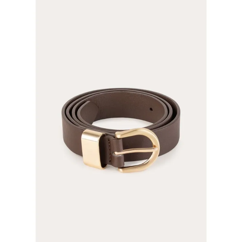 Cinto Feminino Pu Com Fivela Dourada - Marrom G