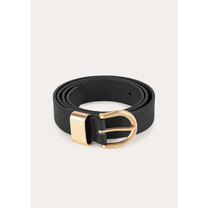 Cinto Feminino Pu Com Fivela Dourada - Preto M