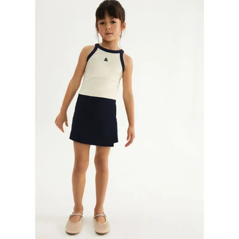 Conjunto Infantil Menina Curto Em Ribana - Creme 004