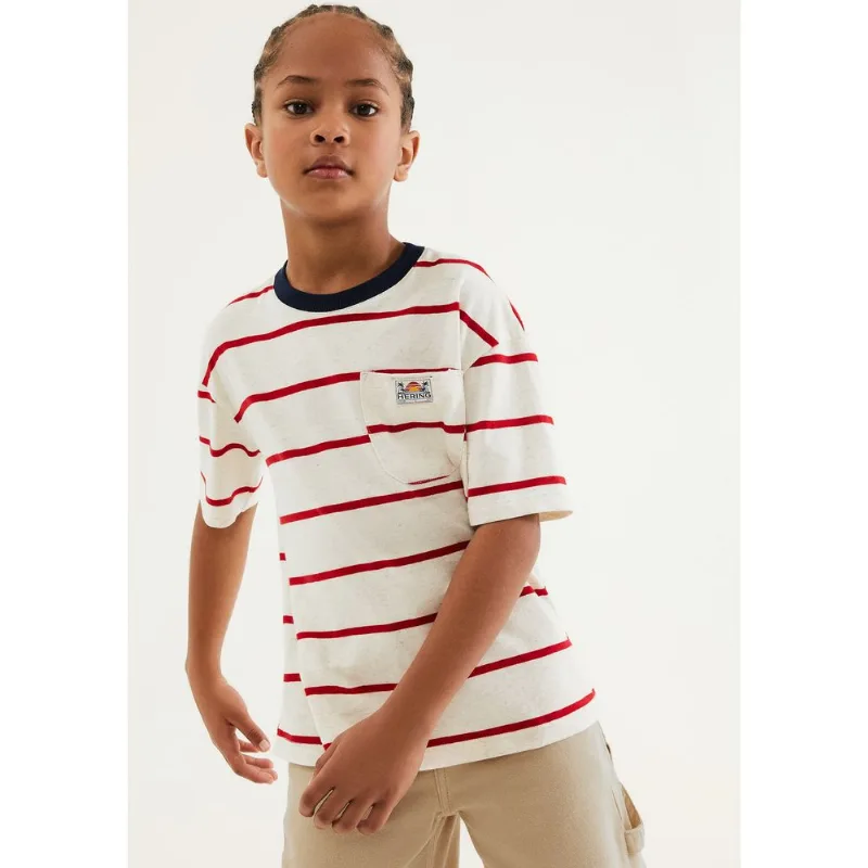 Camiseta Infantil Menino Fio Tinto Listrada - Vermelho 010