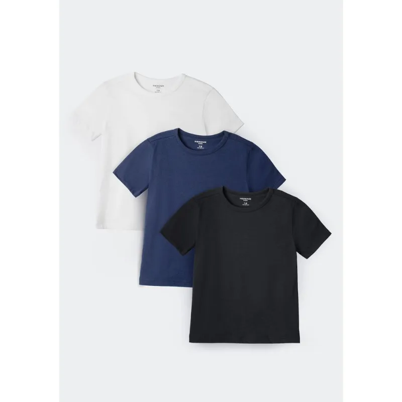 Kit com 3 Camisetas Básica Infantil Unissex Manga Curta Slim - Multicolorido 008