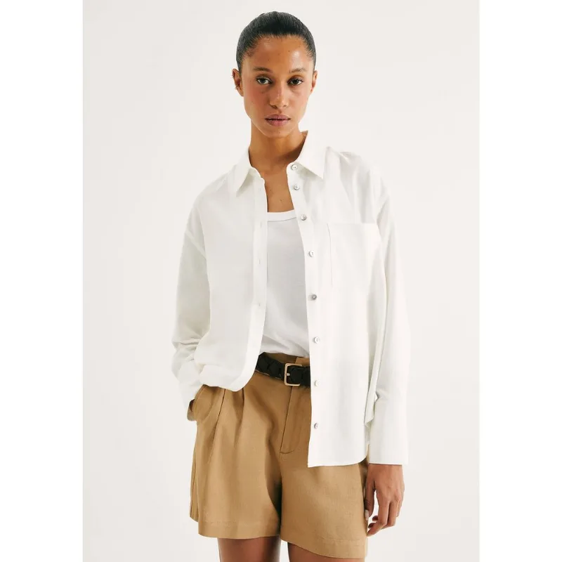 Camisa Feminina Manga Longa Oversized - Off white M