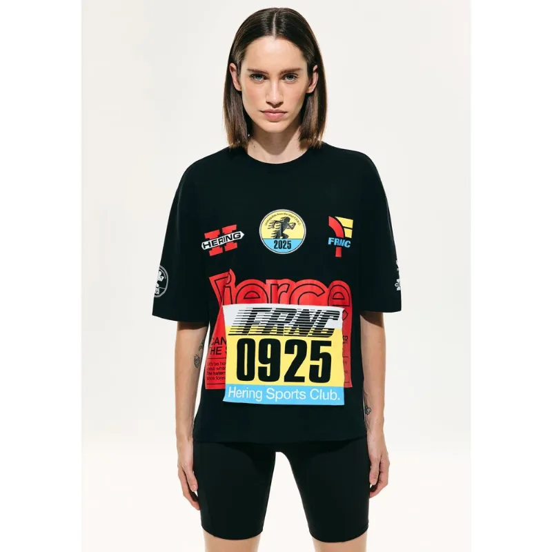Camiseta Feminina Oversized Estampada Hering Sports + FRNC - Preto XG