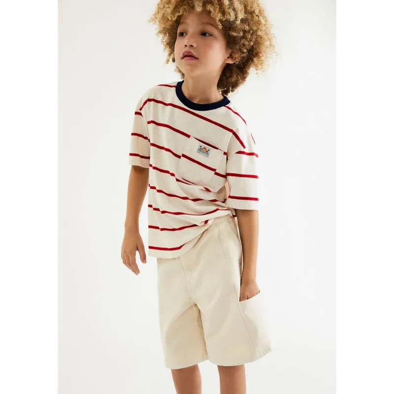 Bermuda Infantil Menino Reta Em Sarja - Creme 016