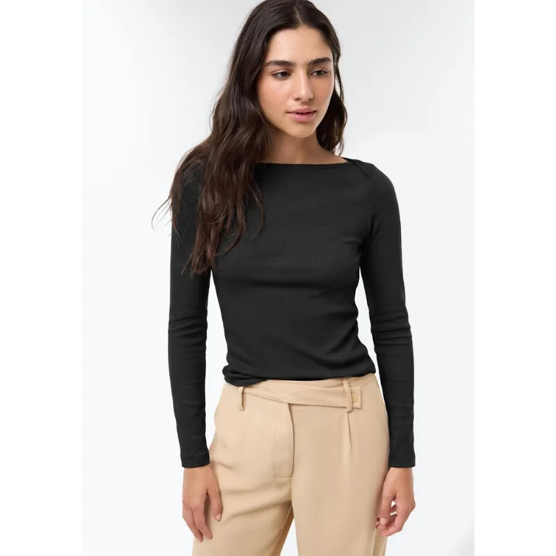 Blusa Feminina Manga Longa Com Elastano - Preto XG