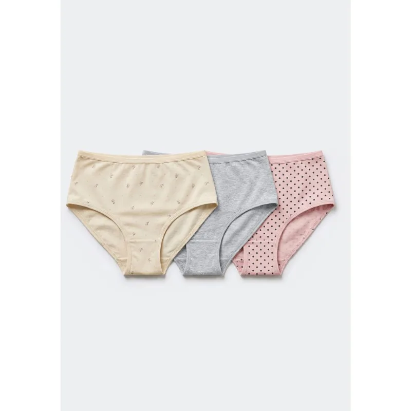 Kit 3 Calcinhas Sênior Cintura Alta Estampada - Multicolorido G