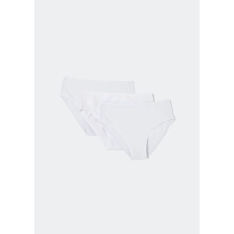 kit Com 3 Calcinhas Infantil Em Ribana - Branco 016