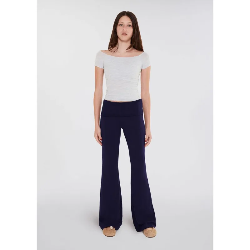 Calça Teen Flare Com Cós Dobrável - Azul P