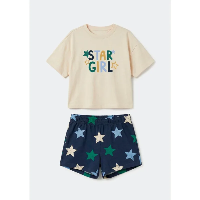 Conjunto Infantil Menina Curto Estampado - Azul 008