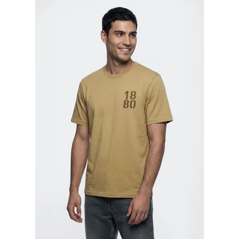 Camiseta Masculina Manga Curta Com Estampa - Bege M