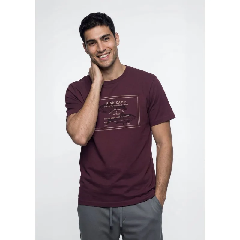 Camiseta Masculina Manga Curta Com Estampa - Vinho G