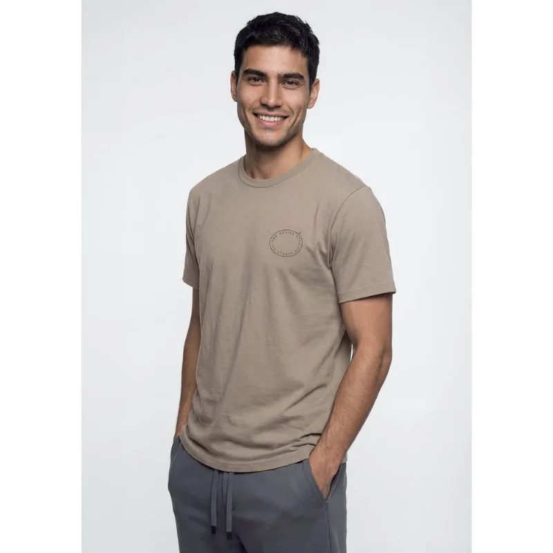 Camiseta Masculina Manga Curta Com Estampa - Bege M