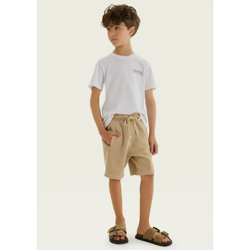 Bermuda Infantil Menino Em Moletom Estonado - Bege 006
