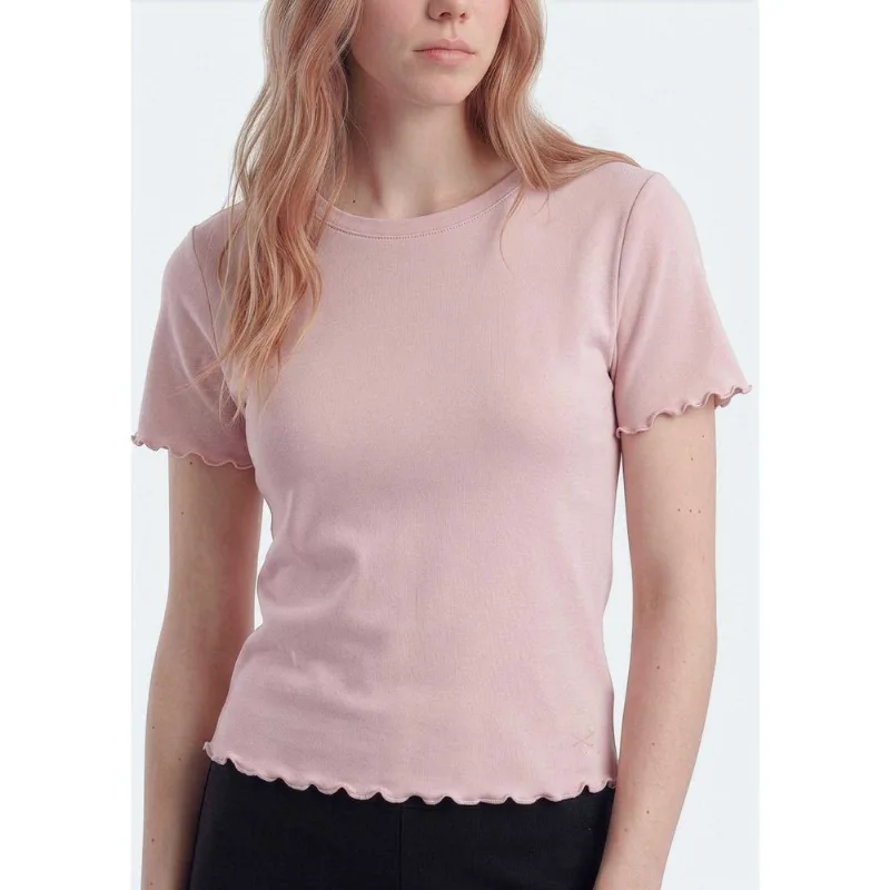 Blusa Teen Manga Curta Com Fru Fru - Rosa G