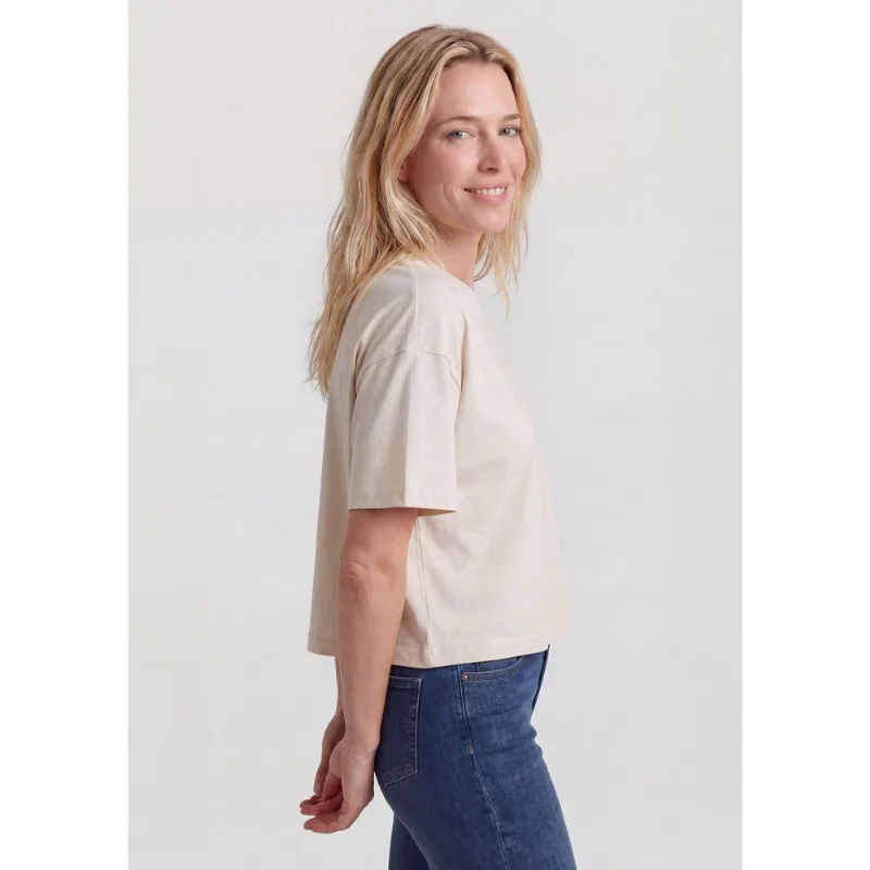 Camiseta Feminina Boxy Manga Curta - Creme P