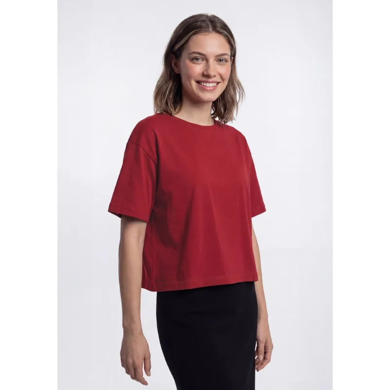 Camiseta Feminina Boxy Manga Curta - Vermelho G