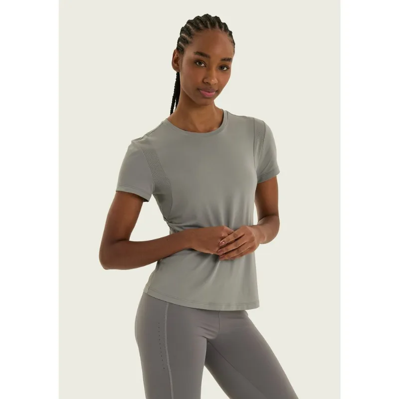 Camiseta Esportiva Feminina Texturizada Secagem Rápida - Cinza P