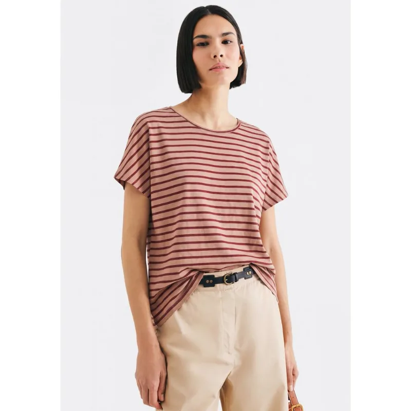 Blusa Feminina Manga Curta Estampada - Vinho G