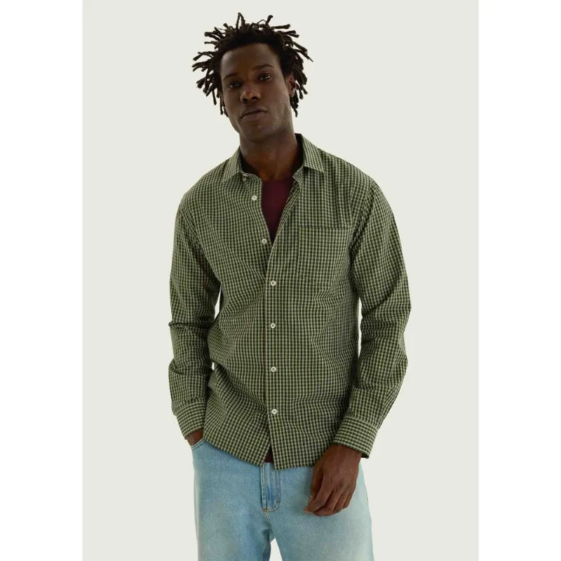 Camisa Básica Masculina Manga Longa Fio Tinto - Verde M