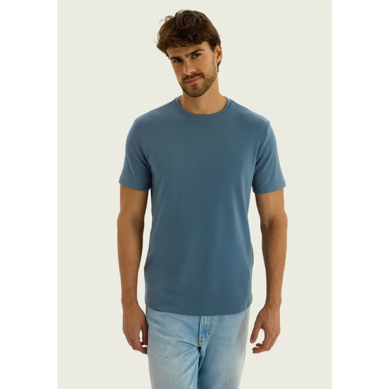 Camiseta Masculina Manga Curta Super Cotton Pima - Azul XG