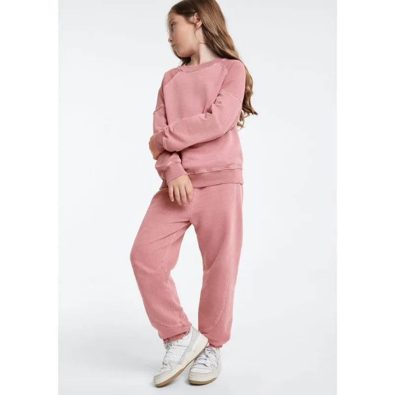 Calça Infantil Menina Jogger Em Moletom Estonado - Rosa 006