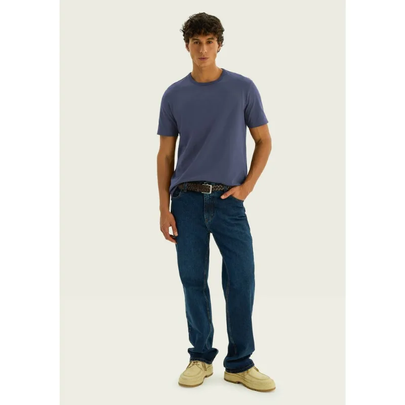 Camiseta Básica Masculina Areia Em Algodão Peruano - Azul XG