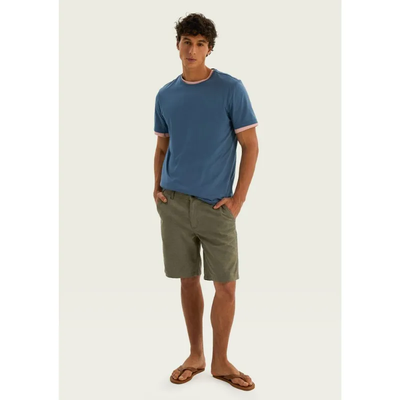 Bermuda Básica Masculina Chino Em Tecido Fio Tinto - Verde 046