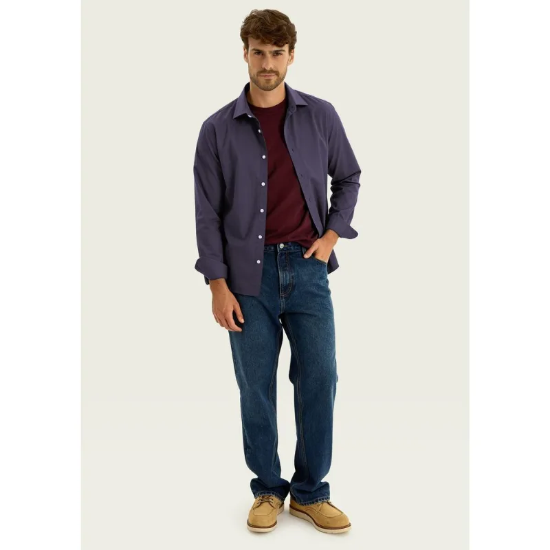Camisa Masculina Em Tricoline - Azul XG